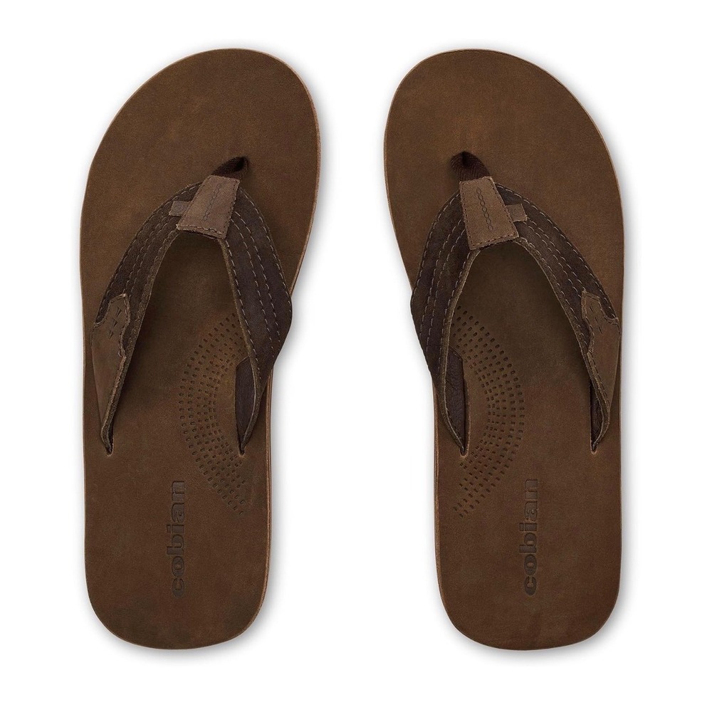 NEW Cobian Campo Lazo Brown Premium Leather Flip Flops Mens Sandals Size 12 $65 - Picture 4 of 8